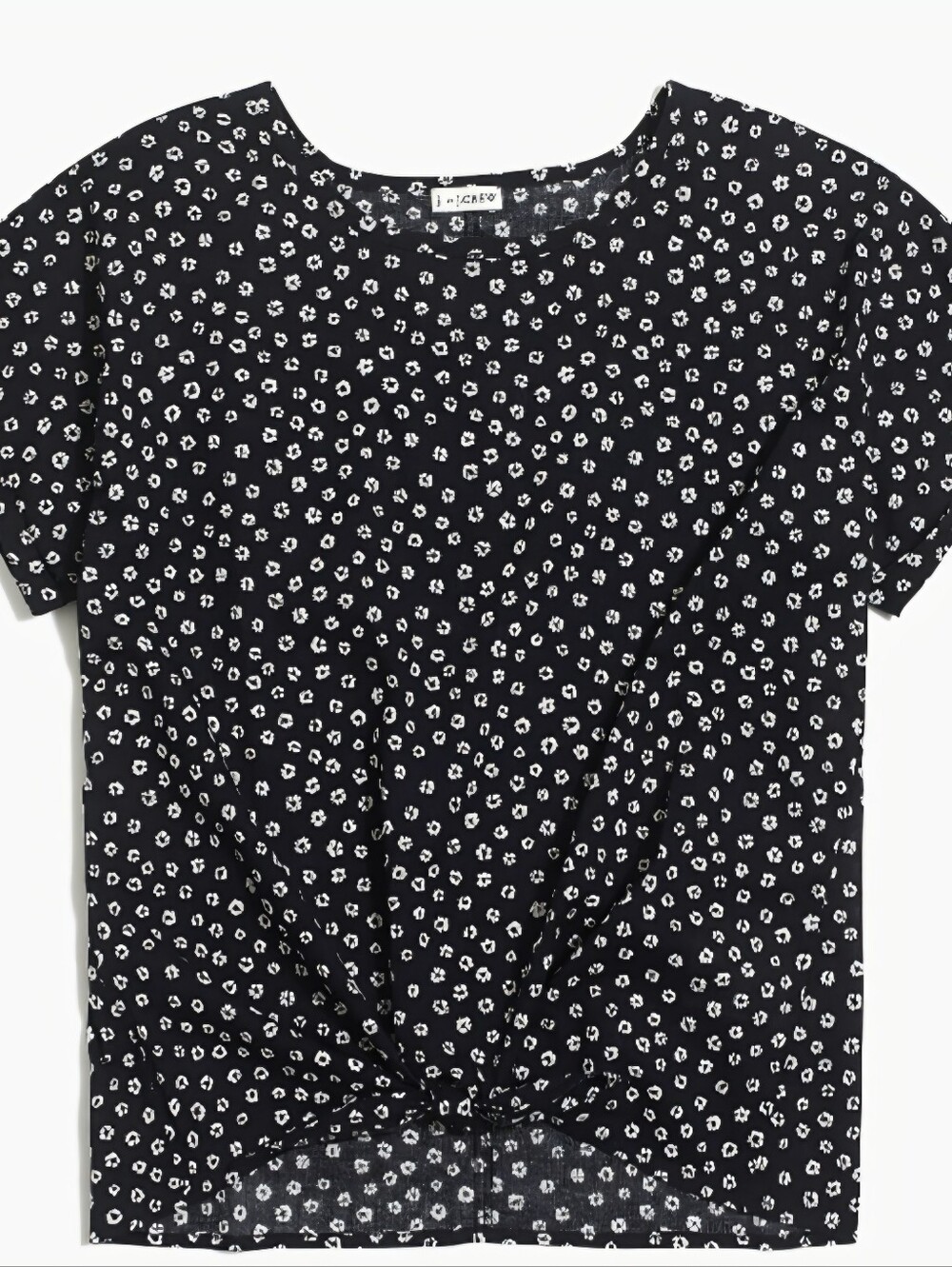 J. Crew Factory  Ditsy Navy Short-Sleeve 100% Cotton Top with Front Knot Sz S